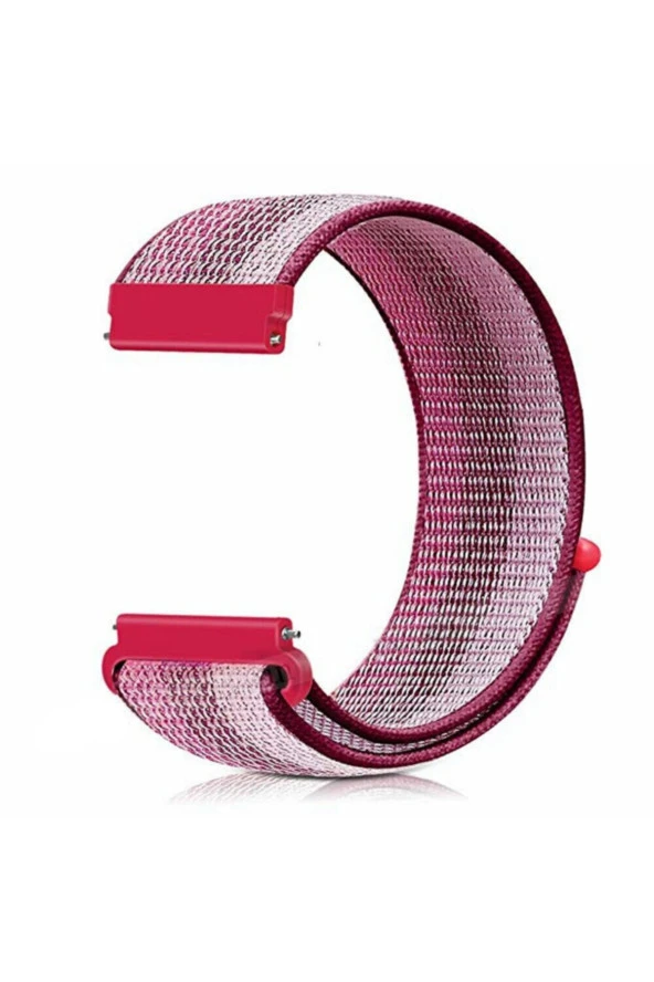 Amazfit Gts 2 Ile Uyumlu Dokuma Kordon Bordo Çizgili