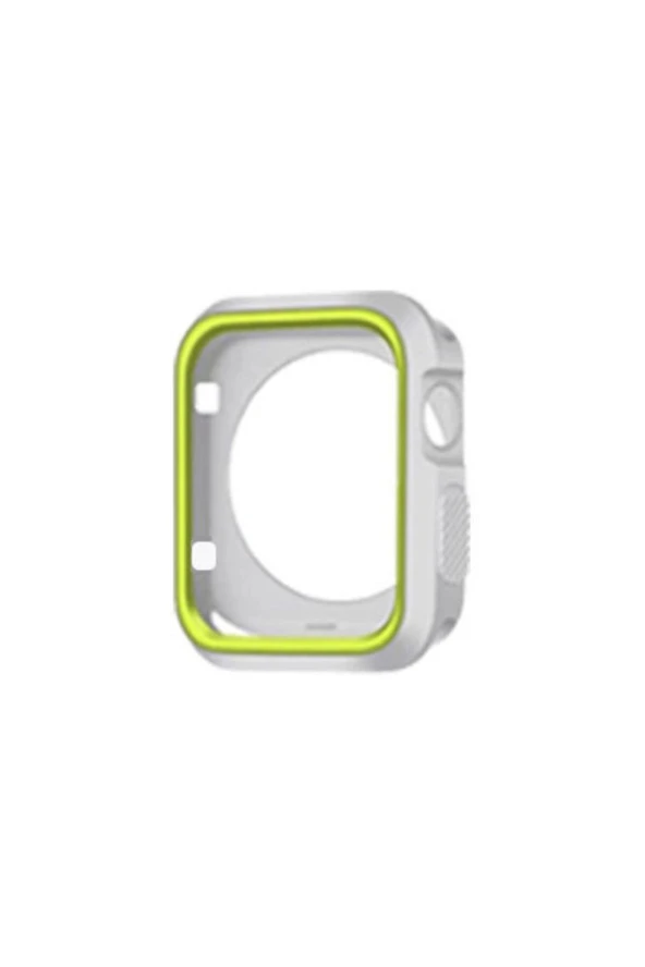 Apple Watch Seri 1 2 3 Için 42 Mm Gri Sarı Iki Renkli Silikon Tpu Kılıf
