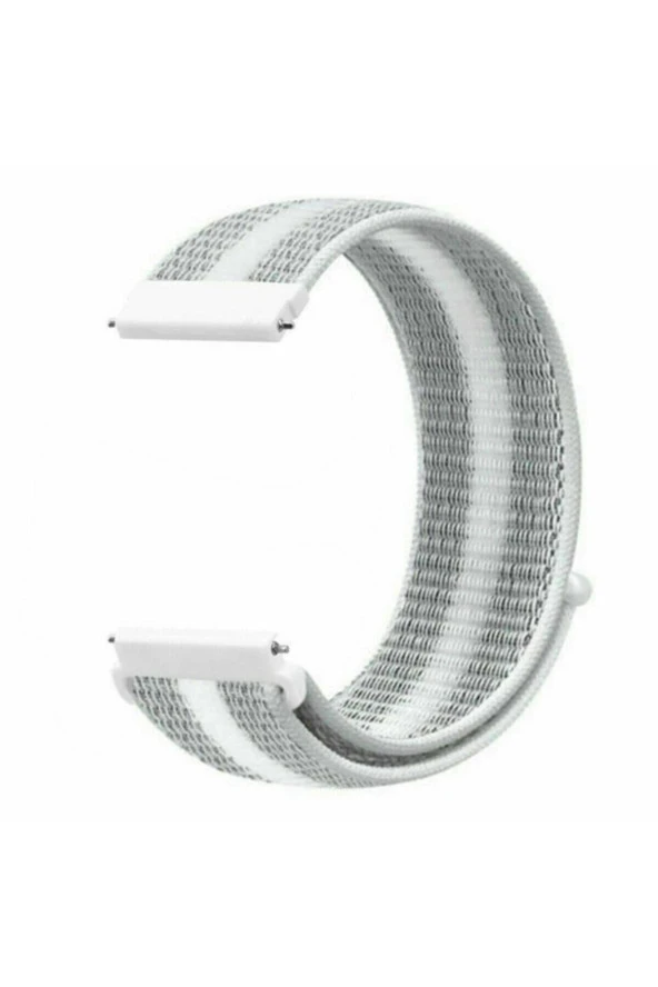 Amazfit Bip Uyumlu Dokuma Kordon Beyaz Çizgili