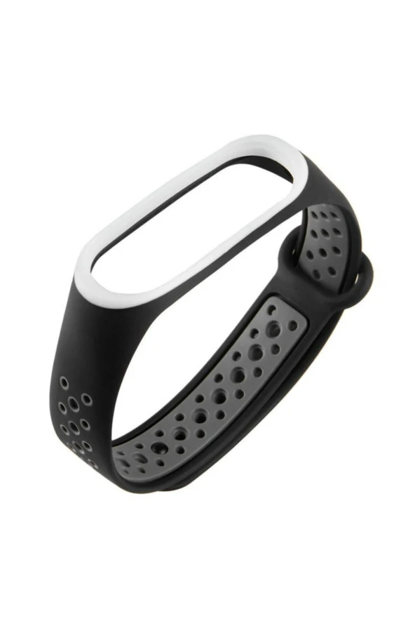 Xiaomi Mi Band 4 Için Delikli Silikon Kordon Siyah Gri