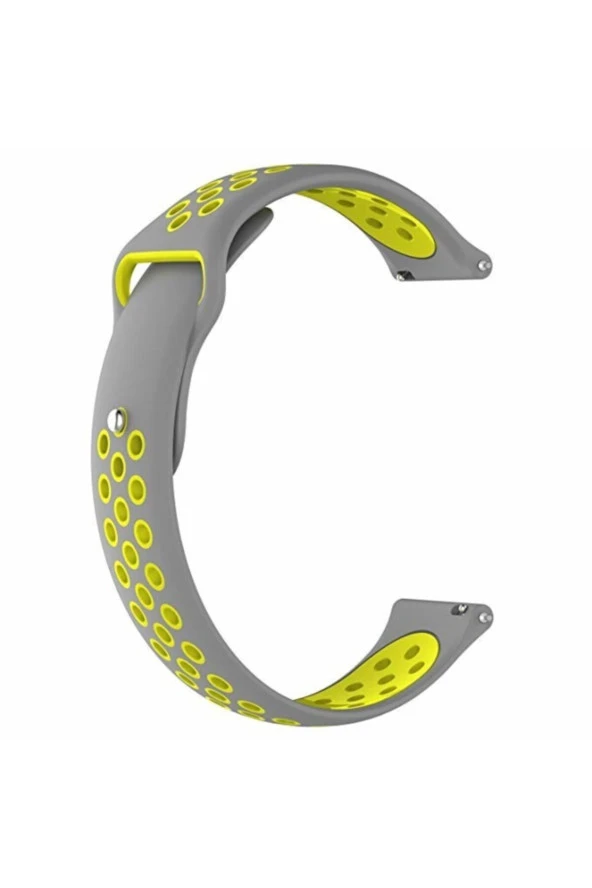 Garmin Vivoactive 3 Uyumlu Delikli Spor Silikon Kordon Gri Sarı - 1