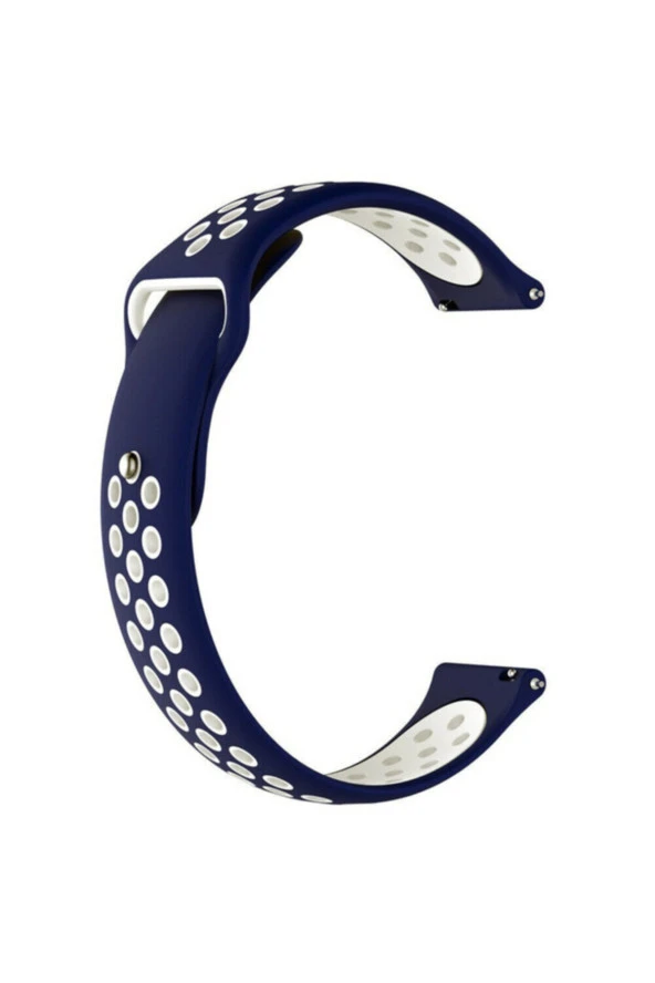 Samsung Galaxy Watch 46 Mm(Sm-r800) Için Delikli Spor Silikon Kordon Lacivert Beyaz ürün görseli 1
