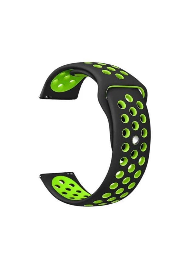 Amazfit Bip Uyumlu Delikli Silikon Kordon Siyah Yeşil