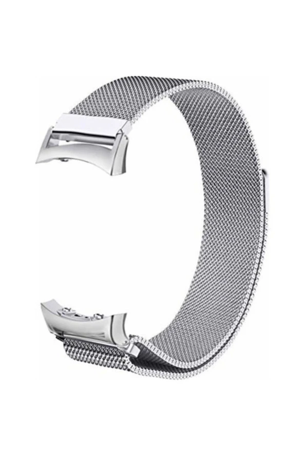 Samsung Gear Fit 2 R360-r365 Large Beden(L SIZE) Metal Manyetik Milanese Kordon Gümüş