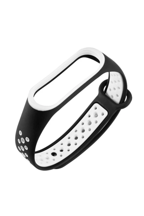 Xiaomi Mi Band 3 Için Delikli Silikon Kordon Siyah Beyaz