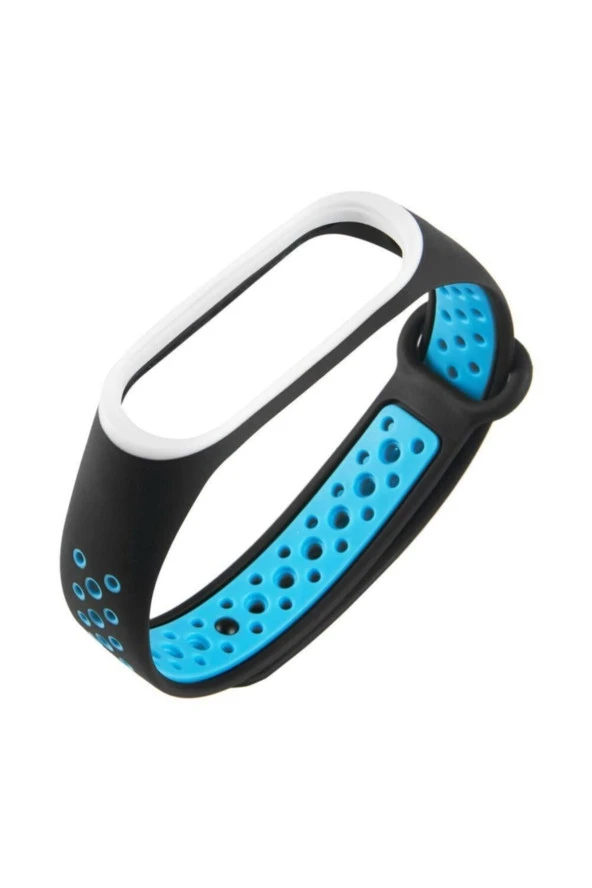 Xiaomi Mi Band 4 Için Delikli Silikon Kordon Siyah Mavi