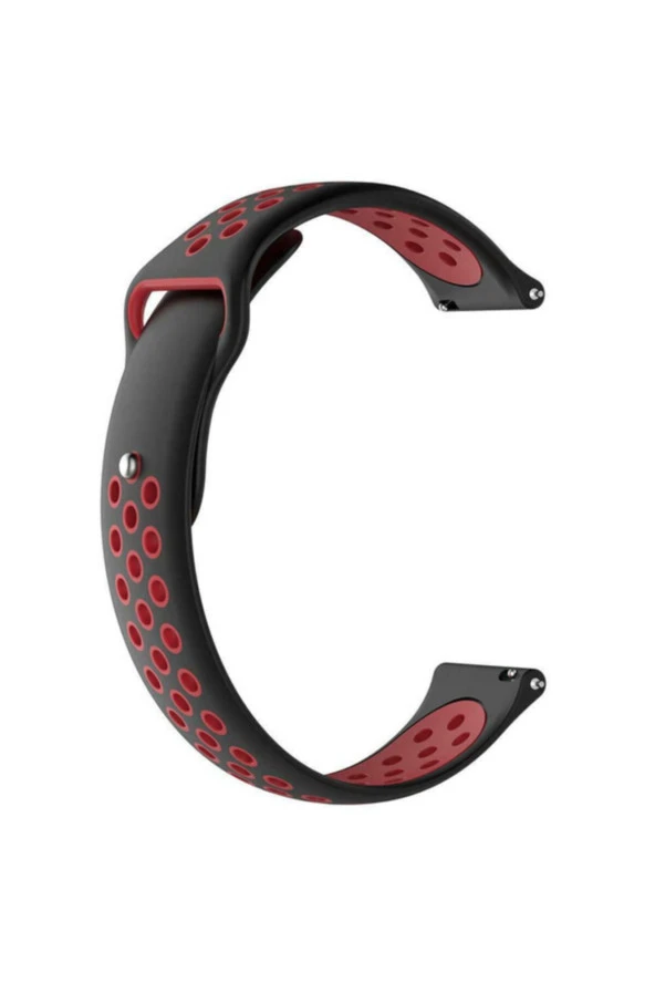 Samsung Galaxy Watch 3 45 Mm(Sm-r840) Için Delikli Silikon Kordon Siyah Kırmızı
