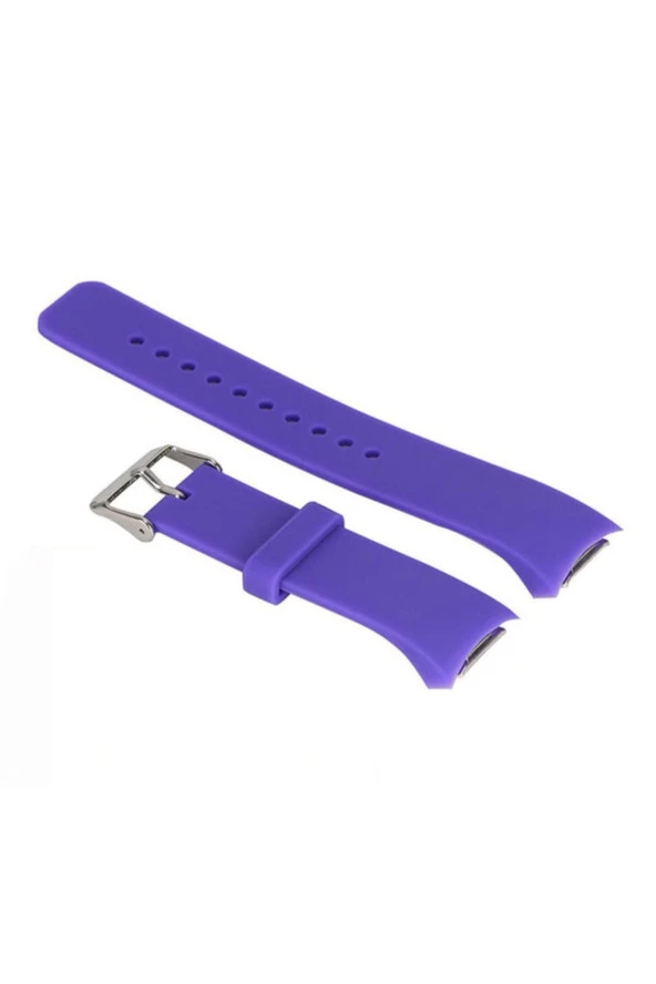 Samsung Gear Fit 2 R360 Için Adaptörlü Silikon Kordon Mor