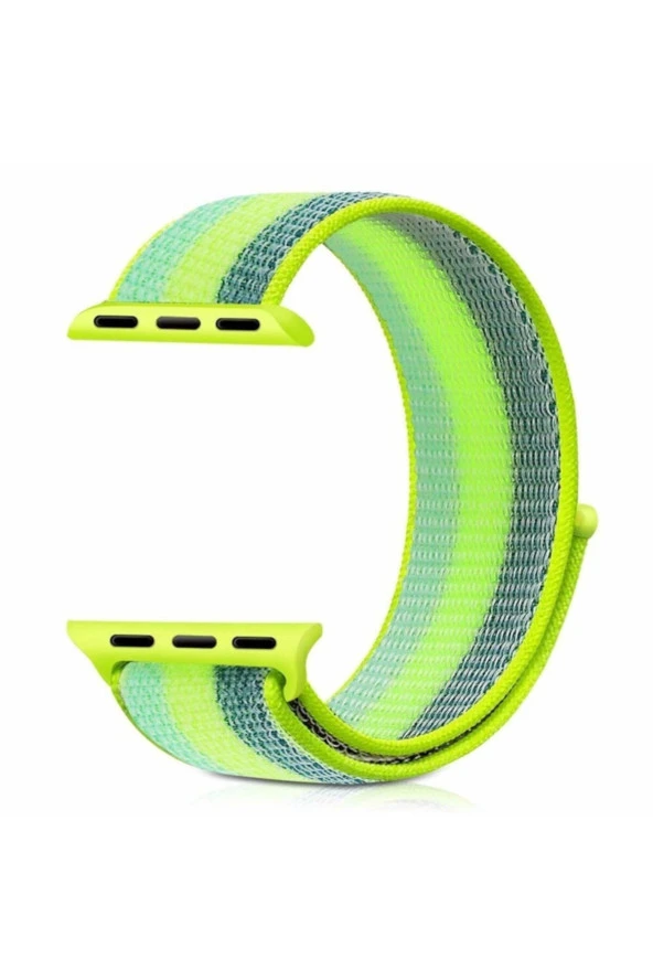 Apple Watch Seri 1 2 3 Için 38 Mm Dokuma Kordon Yeşil Çizgili ürün görseli