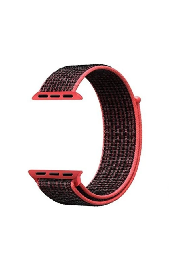 Apple Watch Seri 5 Için 44 Mm Dokuma Kordon Siyah Kırmızı ürün görseli 1