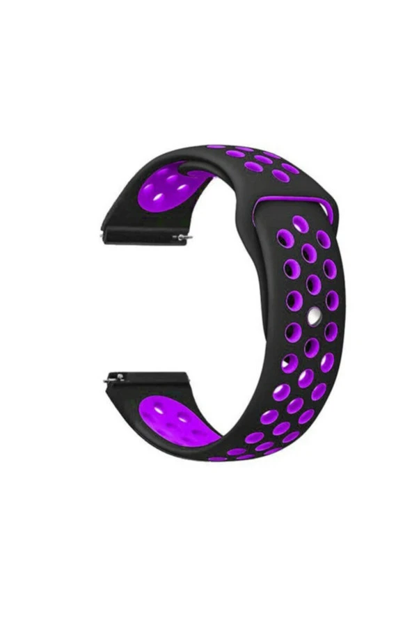 Amazfit Bip Lite Için Delikli Silikon Kordon Siyah Mor