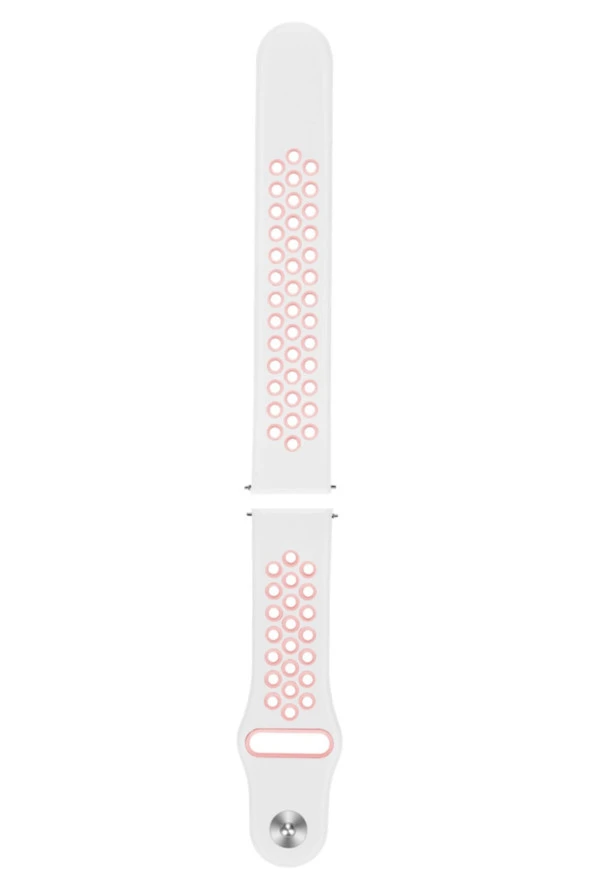 Samsung Galaxy Watch 3 45 Mm(Sm-r840) Için Delikli Silikon Kordon Beyaz Pembe