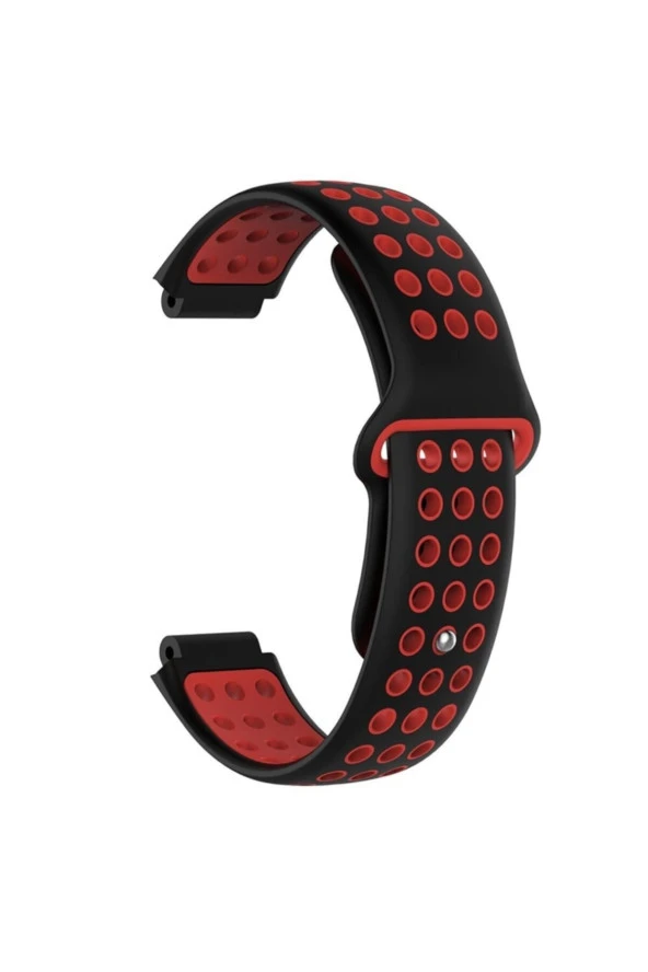 Garmin Forerunner 735xt Için Delikli Silikon Kordon Siyah Kırmızı