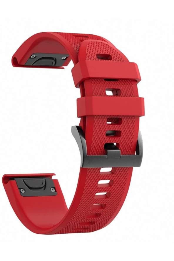Garmin Quatix 6 Için Quick Fit Özellikli Silikon Kordon Kırmızı