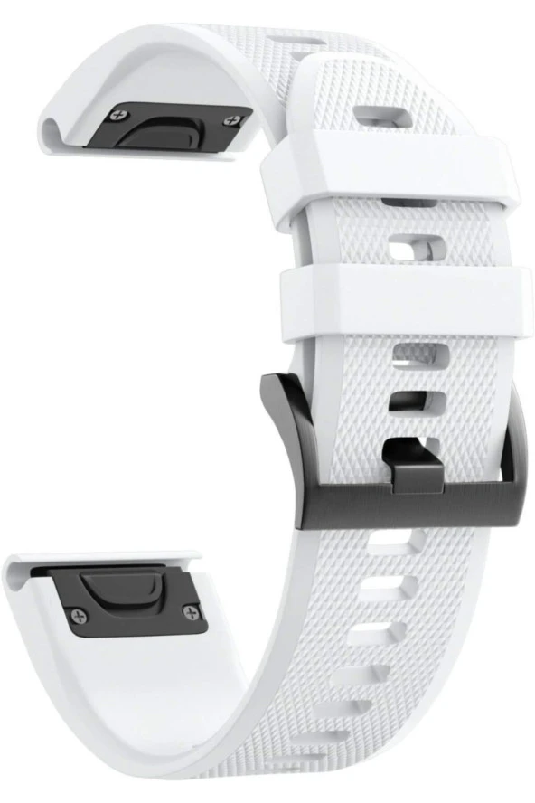 Fenix 6 Pro Solar Için Quick Fit Özellikli Silikon Kordon Beyaz