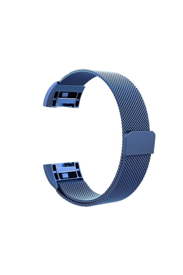 Fitbit Charge 2 Için Metal Mıknatıslı Milanese Kordon Lacivert