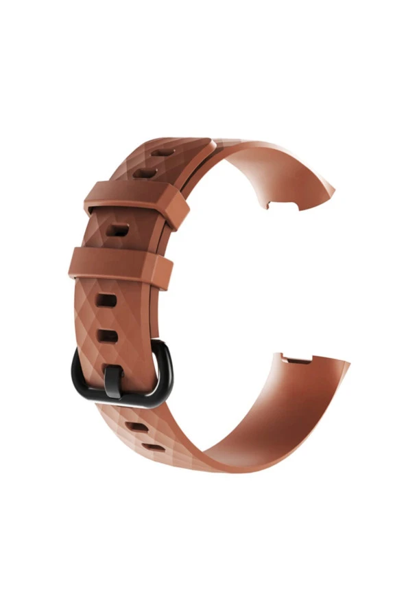 Fitbit Charge 4 Uyumlu Large Beden(l Sıze) Silikon Kordon Kahverengi - 1
