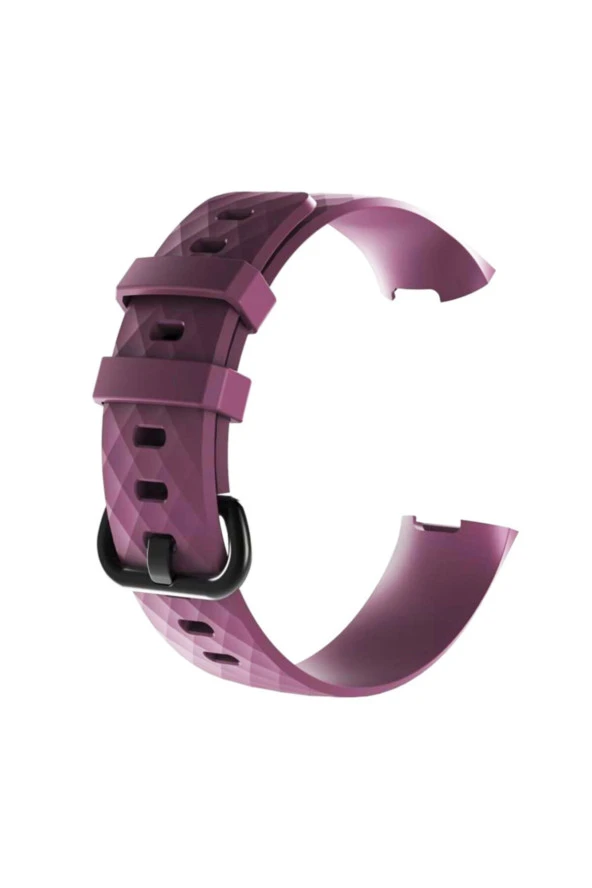 Fitbit Charge 4 Uyumlu Large Beden(l Sıze) Silikon Kordon Mor