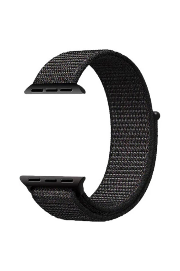Apple Watch Seri 5 Için 40 Mm Dokuma Kordon Siyah Kırmızı Noktalı