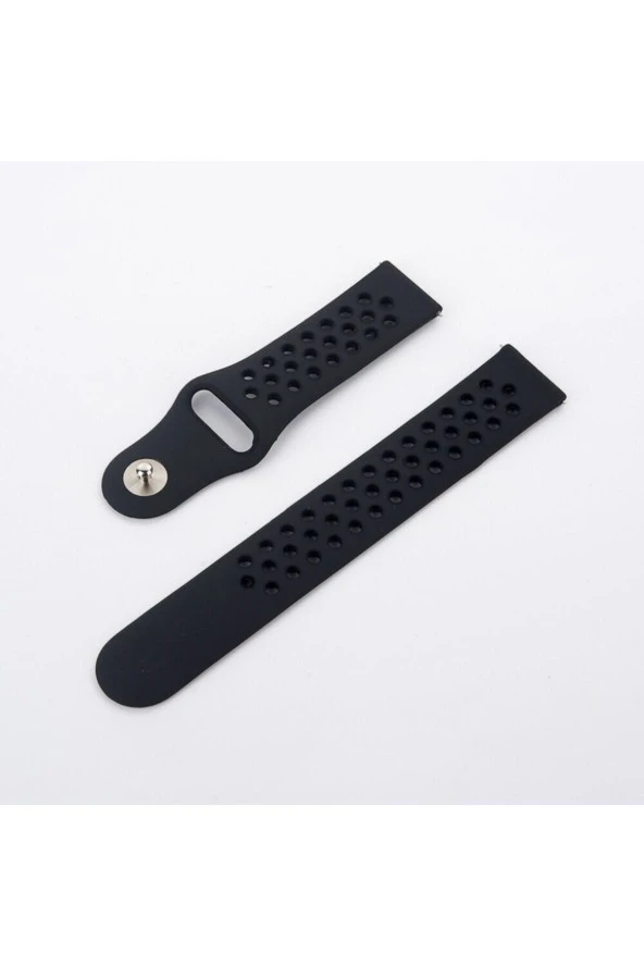 Amazfit Gtr 42 Mm(A1910) Için Delikli Silikon Kordon Füme Siyah
