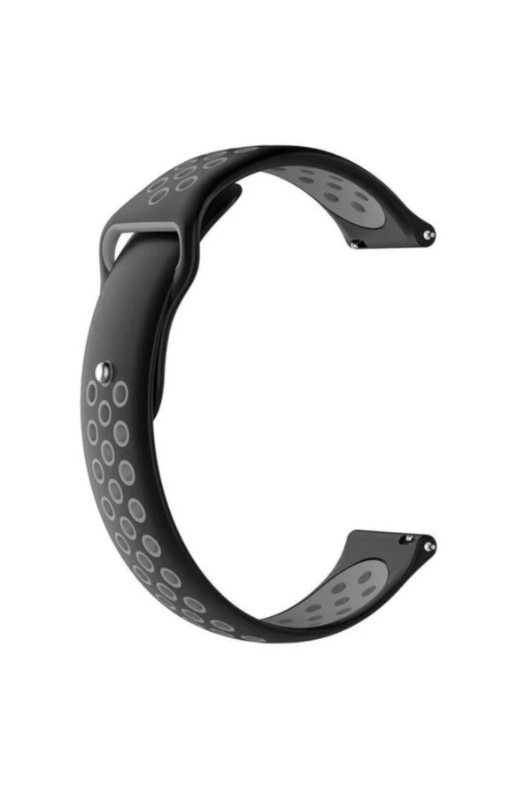 Samsung Galaxy Watch 46 Mm(Sm-r800) Için Delikli Spor Silikon Kordon Siyah Gri