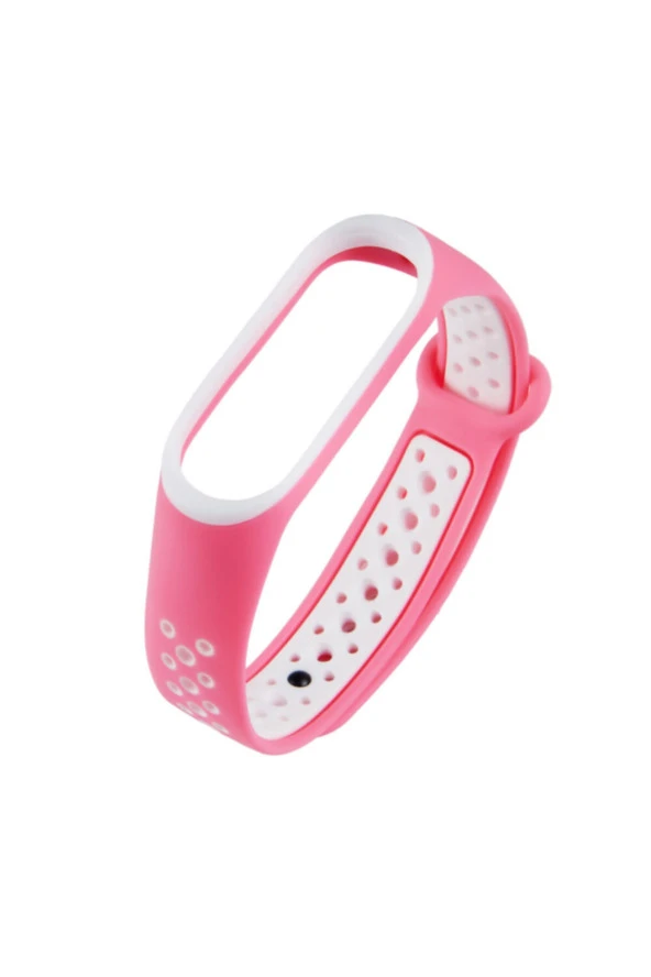 Pembe Beyaz Xiaomi Mi Band 4 Için Delikli Silikon Kordon