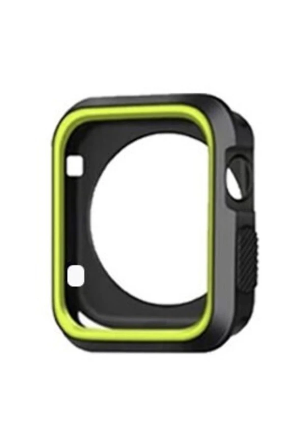 Apple Watch Seri 4 Için 44 Mm Siyah Sarı Iki Renkli Silikon Tpu Kılıf