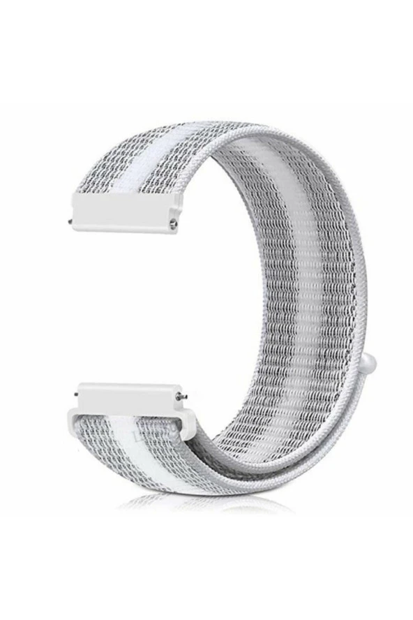 Garmin Vivoactive 3 Uyumlu Dokuma Kordon Beyaz Çizgili