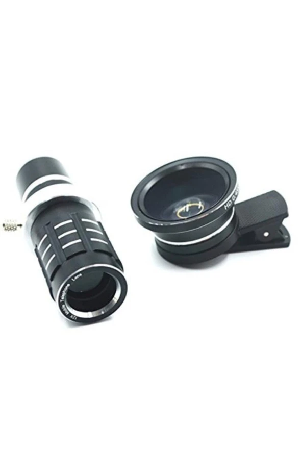 12x Sabit Zoom Ve 0.45x Wide Angel Kamera Lens Seti 3in1