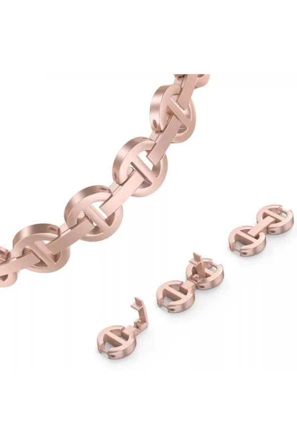 Garmin Vivoactive 4 Için Uyumlu Pırlanta Görünümlü Taşlı Zincir Kordon Rose Gold