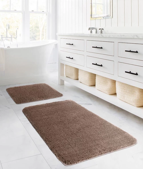 Segura Peluş Vizon Kaydırmaz Taban 2li Banyo Paspası 60 x 100 - 50 x 60