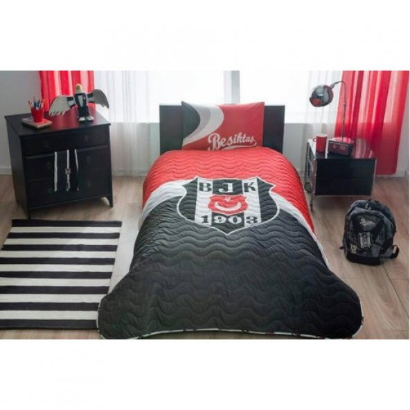 Taç Lisanslı Beşiktaş Tek Kişilik Yatak Örtüsü