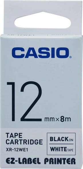 Casio XR-12WE1 (Webk) Etiket Yazıcısı Kartuşu Beyaz Renk Üstüne Siyah Baskı - 2