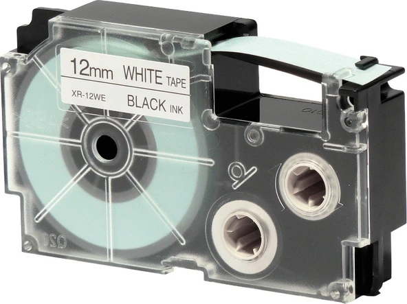 Casio XR-12WE1 (Webk) Etiket Yazıcısı Kartuşu Beyaz Renk Üstüne Siyah Baskı - 1
