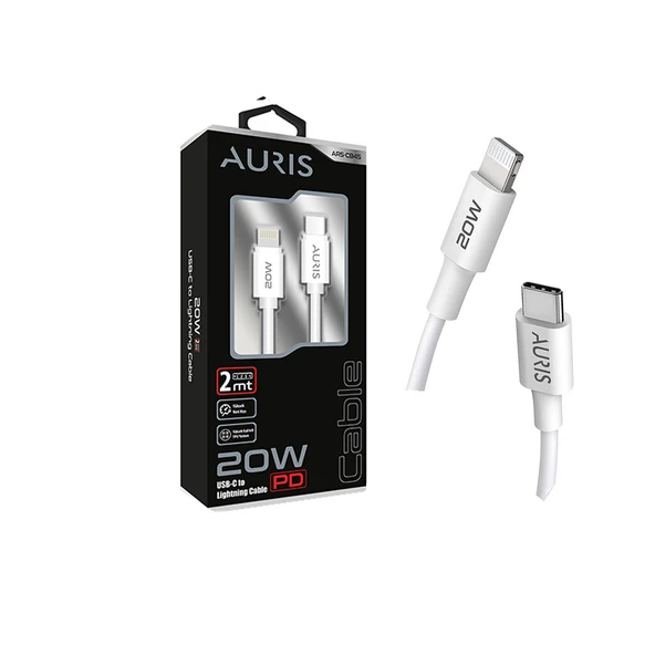 Auris 20W PD USBC to Lightning Şarj Kablosu 2 Metre ürün görseli