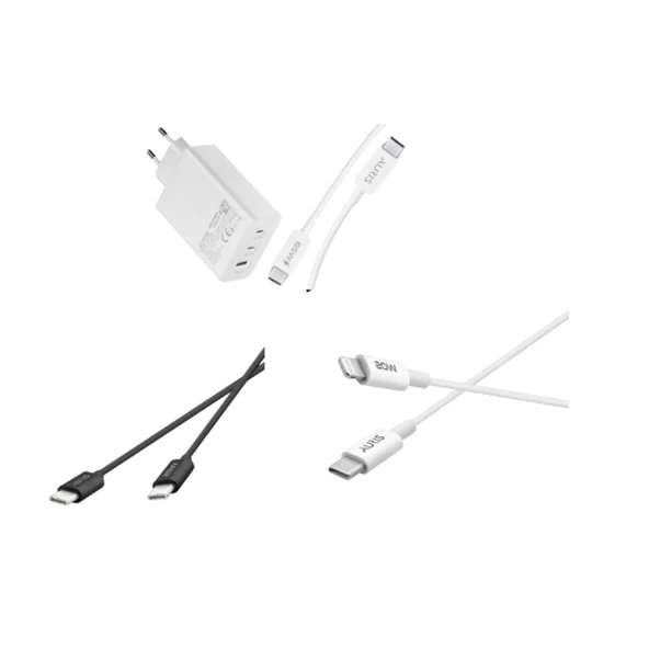 3 PORTLU 65W ŞARJ SETİ: EV ve İŞ YERLERİNİZDE AYNI ANDA 3 CİHAZI ŞARJ ETME İMKANI BU PAKETTE! ürün görseli