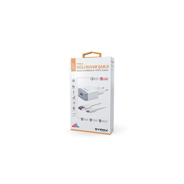 3a Type-c Hızlı Ev Şarj Aleti Beyaz Q32 Syrox - 2