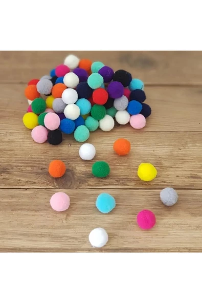 12mm Renkli Karışık Yumuşak Ponpon Peluş 200 Adet - Resim 5