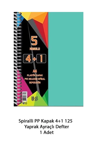 Spiralli PP Kapak 4+1 125 Yaprak Ayraçlı Defter - 2