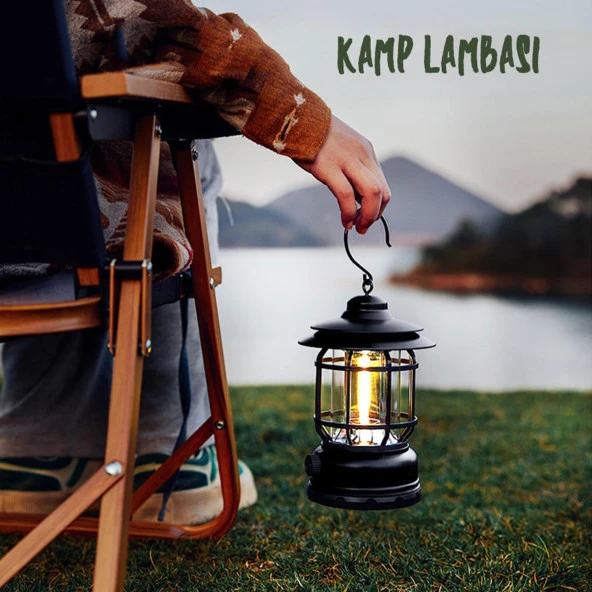 Klaus Dekoratif Kamp Lambası Ledli Beyaz Işıklı El Feneri Işıldak Şarjlı Portatif Gece Lamba Yeşil - 7