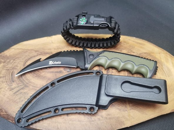 Kamp Outdoor 21 cm Karambiit Avcı Bıçağı ve Pusula Bileklik Seti