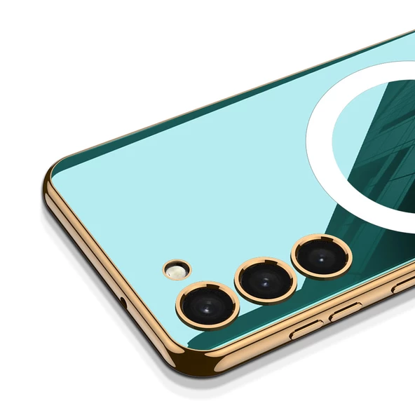 Galaxy S23 Plus Kılıf Wireless Şarj Özellikli Kenarları Elektroplating Kaplama Aynalı Zore Kent Kılıf - Resim 7