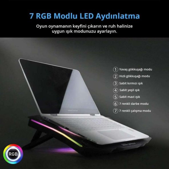 Juo GT RGB Gaming Notebook Soğutucu - 2