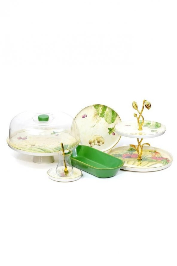 Glore Verdura Altın Yaldızlı 27 Parça 6 Kişilik  Çay Zamanı Takımı