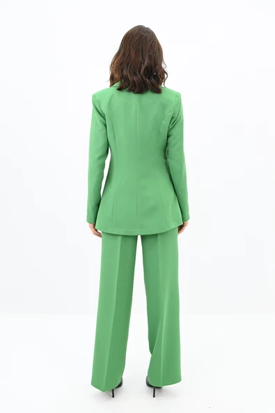 Kadın Palazzo Pantolonlu Ceket Takım 0111-23 - 9
