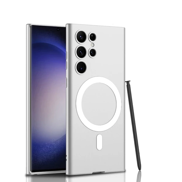 Galaxy S23 Ultra Kılıf Wireless Şarj Özellikli Zore Kıpta Magsafe Silikon Kılıf - 3