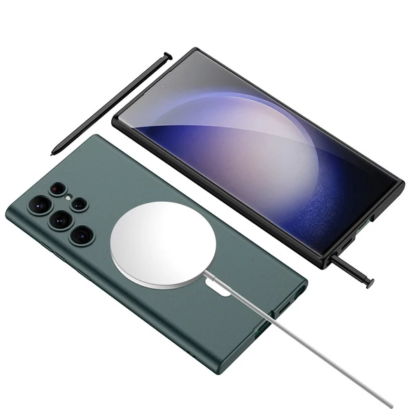 Galaxy S23 Ultra Kılıf Wireless Şarj Özellikli Zore Kıpta Magsafe Silikon Kılıf - 7