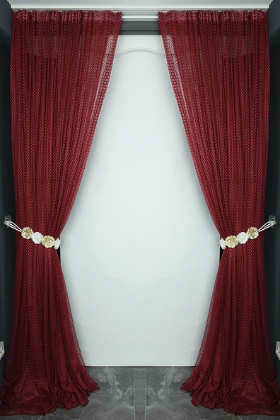 ORKİDE BORDO RENK TEK KANAT Hazır dikilmiş Pileli Fon Perde 300*260 cm - Resim 7