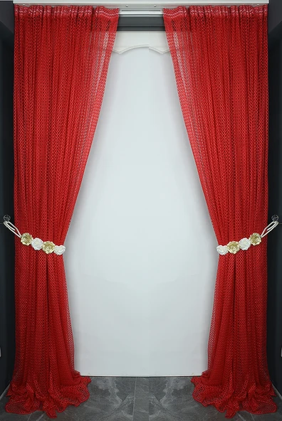 ORKİDE KIRMIZI RENK TEK KANAT Hazır dikilmiş Pileli Fon Perde 300*260 cm - Resim 8