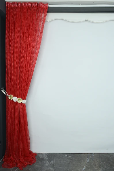 ORKİDE KIRMIZI RENK TEK KANAT Hazır dikilmiş Pileli Fon Perde 300*260 cm - Resim 6